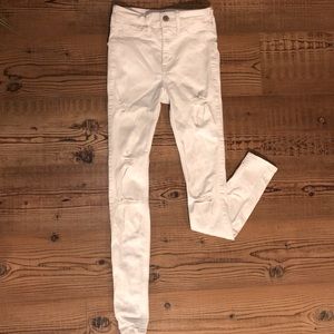 Hollister ripped white skinny jeans